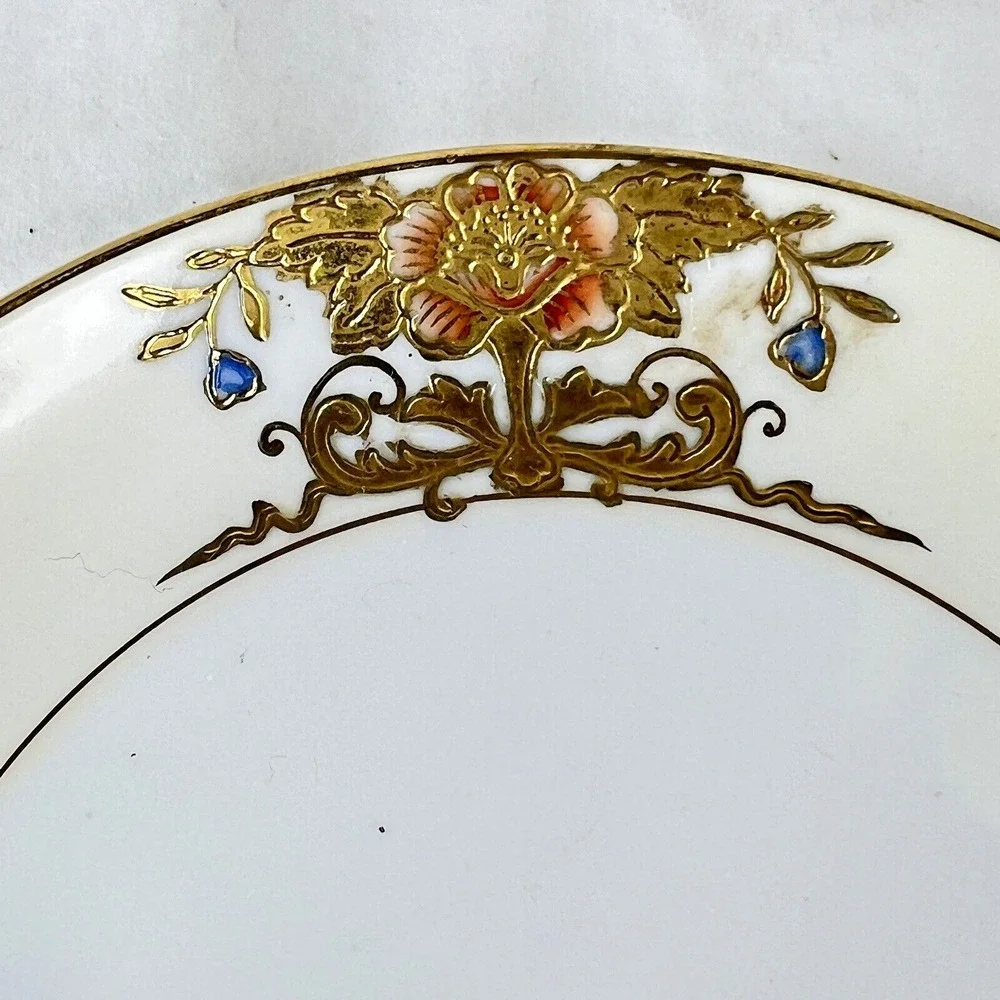 Vintage Noritake FInger Handle Plate Hand Painted‎ Moriage Japan Floral